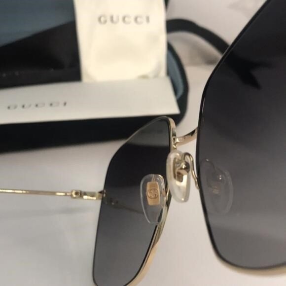 New Authentic Gucci GG1031S 001 Gold Square Sunglasses Grey Gradient Lenses - Picture 12 of 12